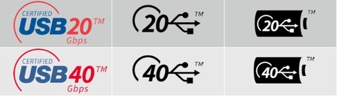 USB4는 로고만 봐도 얼마의 속도를 지원하는지 알 수 있다. [사진=USB-IF]
