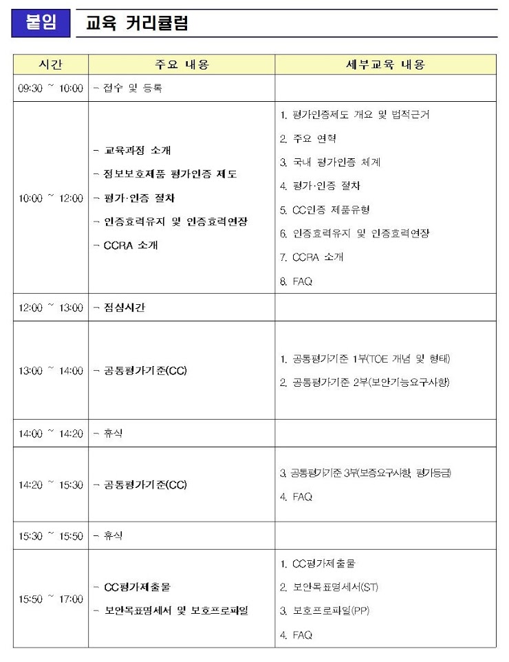 교육 내용. [자료=KISIA]