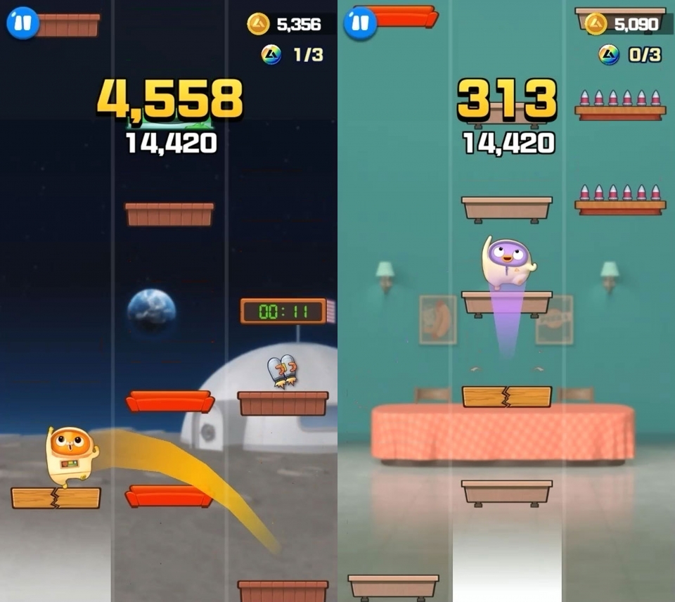 모바일 게임 '마카앤로니 우주최강 점프액션!'  [사진=CJ ENM]