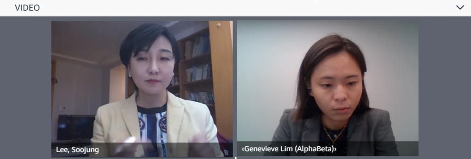(왼쪽부터) 이수정 AWS 교육사업 총괄, 쥬느비에브 림(Genevieve Lim) 알바베타 아태지역 총괄 [사진=AWS]