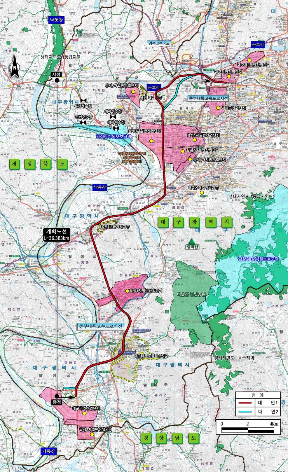 대구산업선 노선도(안). [자료=대구시]