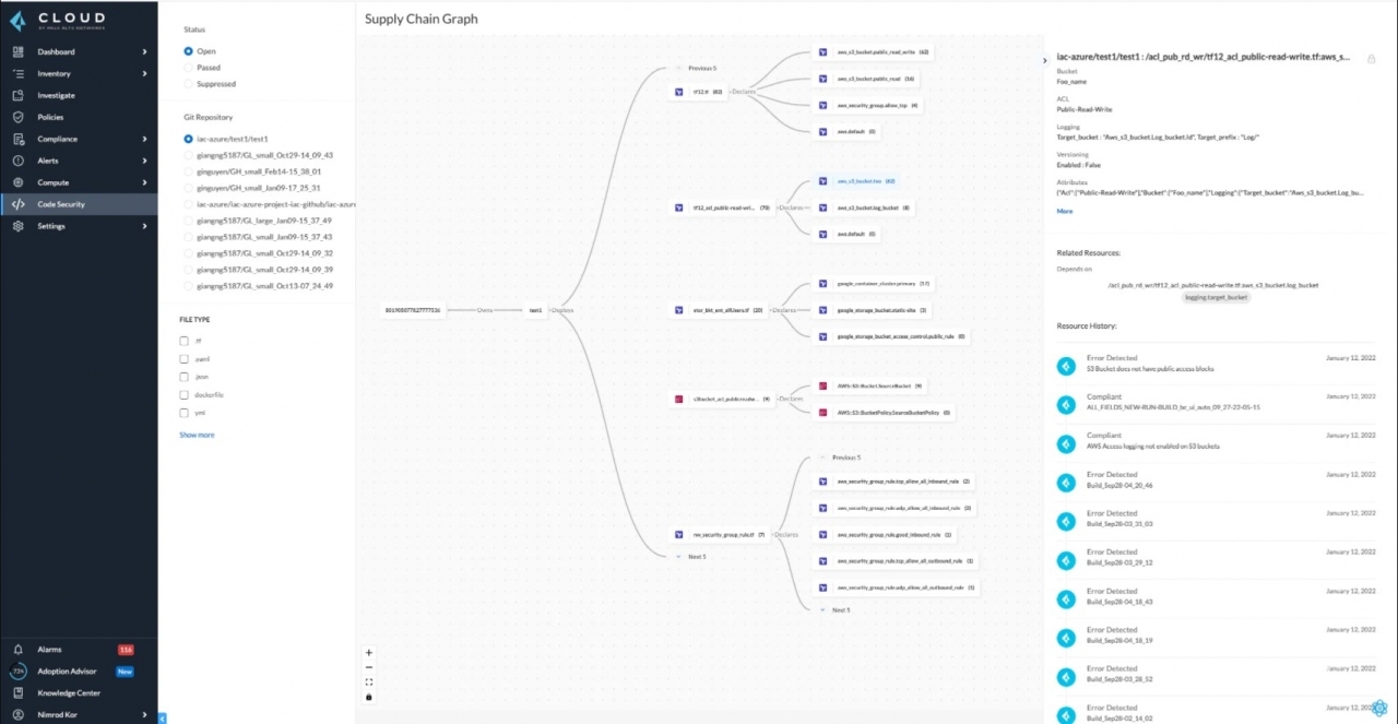 프리즈마 클라우드 공급망 보안 시각화. [자료=팔로알토 네트웍스]