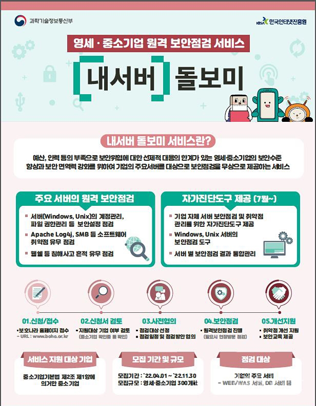 내서버 돌보미 안내 리플릿. [자료=과기정통부, KISA]