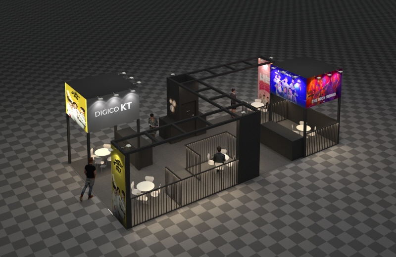 KT가 6월 8일부터 10일까지 부산 벡스코에서 열리는 ‘부산콘텐츠마켓2022(BCM’를 공식 후원하고, 그룹 내 미디어 계열사들을 모아 콘텐츠 마켓 행사에 참여한다고 7일 밝혔다. 부산콘텐츠마켓2022에 참가한 KT그룹사(KT스튜디오지니와 skyTV) 홍보 부스. [사진=KT]