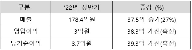 파수의 2022년 상반기 실적. [자료=파수]