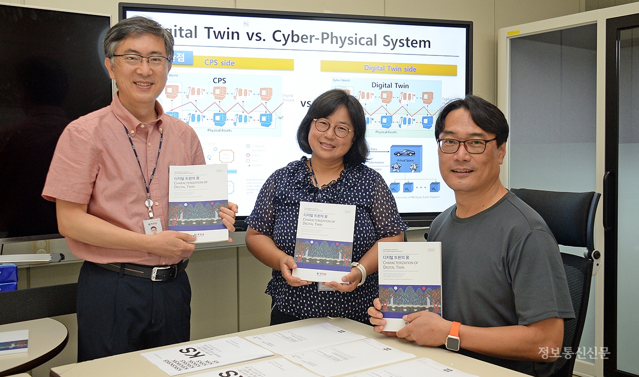 '디지털 트윈의 꿈'을 집필하고, 디지털트윈 국제표준 제안·개발을 주도한 연구진. [사진=ETRI]