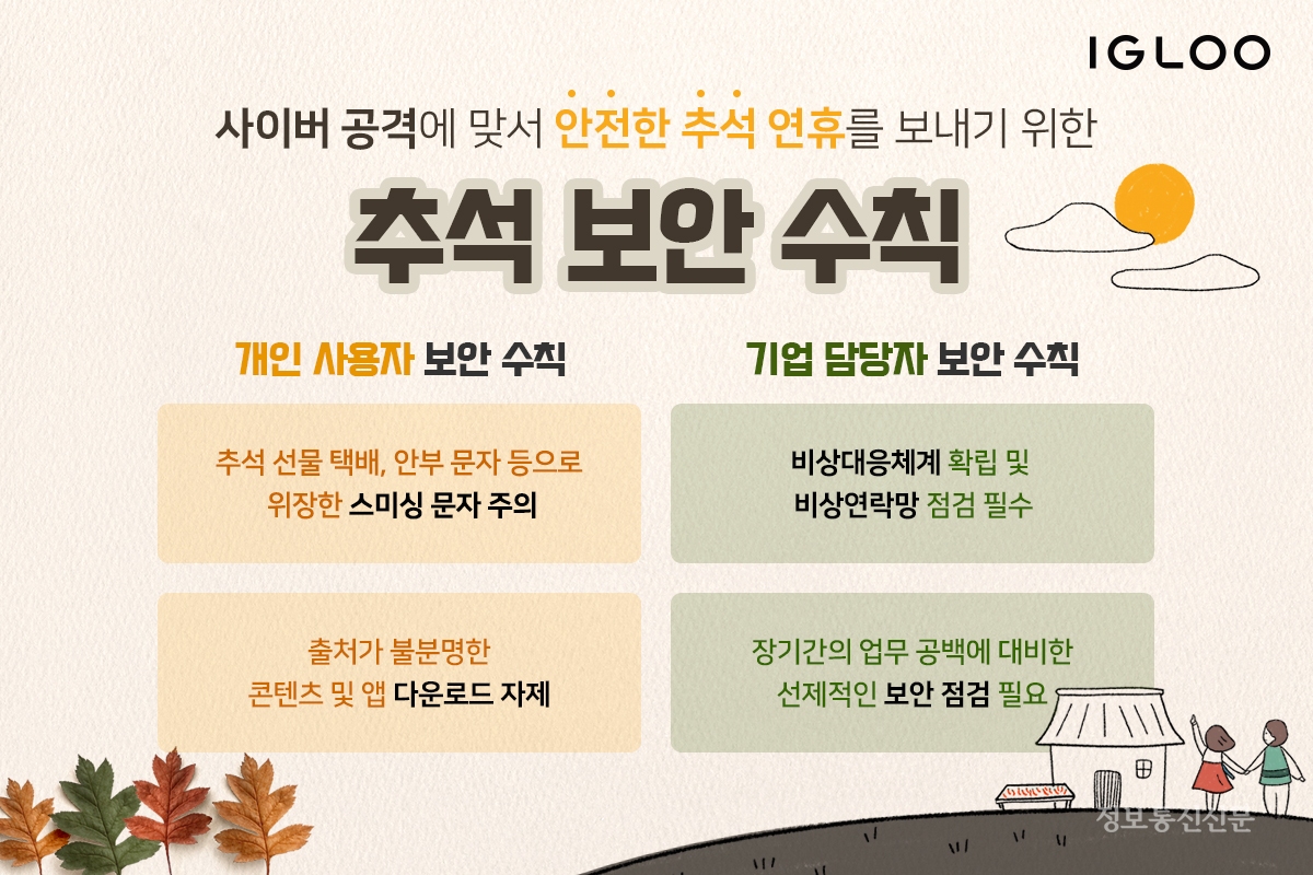 이글루코퍼레이션이 발표한 추석 보안 수칙. [자료=이글루코퍼레이션]