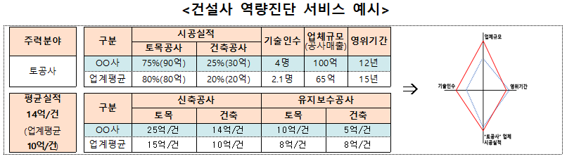 건설사 역량진단 서비스 예시. [자료=국토부]