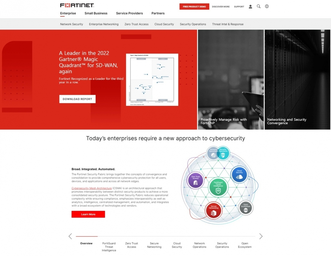 포티넷 웹사이트.