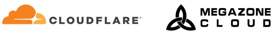 클라우드플레어(왼쪽)와 메가존클라우드 로고.