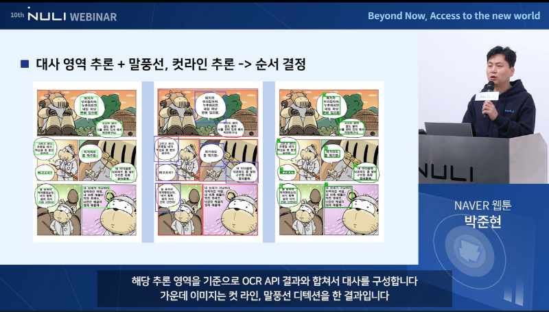 네이버웹툰이 5일 웨비나에서 웹툰 대체 텍스트 기술을 최초 공개했다. [사진=네이버]