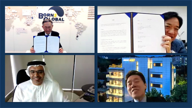 본투글로벌센터, 엠투엔, 알 구레아 그룹이 MOU를 체결했다. [사진=본투글로벌센터]