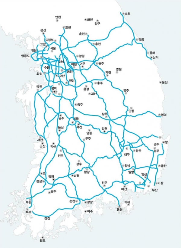 고속도로 자율주행자동차 시범운행지구 노선도.