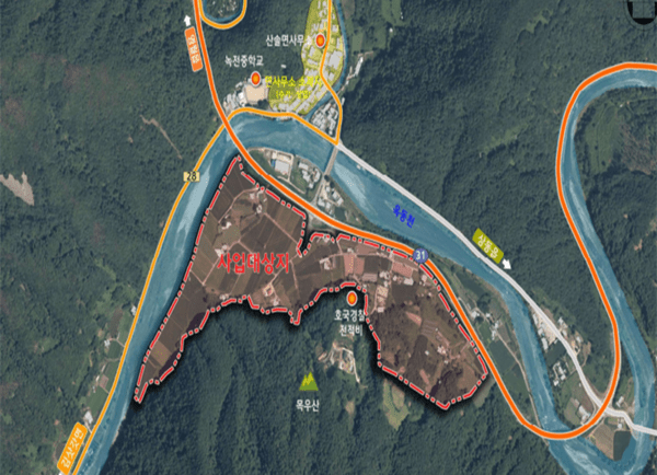 첨단산업 핵심소재 단지 투자선도지구에 선정된 영월군의 사업대상지. [사진=국토부]