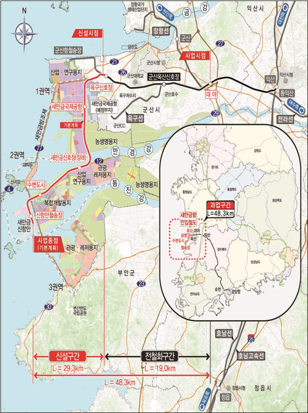 새만금항 인입철도 위치도. [사진=국토부]