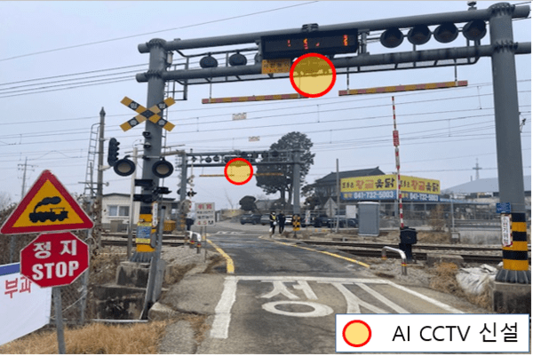 지능형 CCTV가 신설될 논산 마구평2건널목. [사진=국토부]